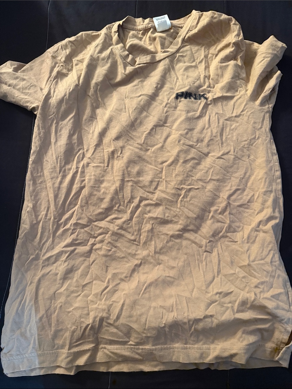 PINK Victoria's Secret Beige Short-Sleeve Logo Tee